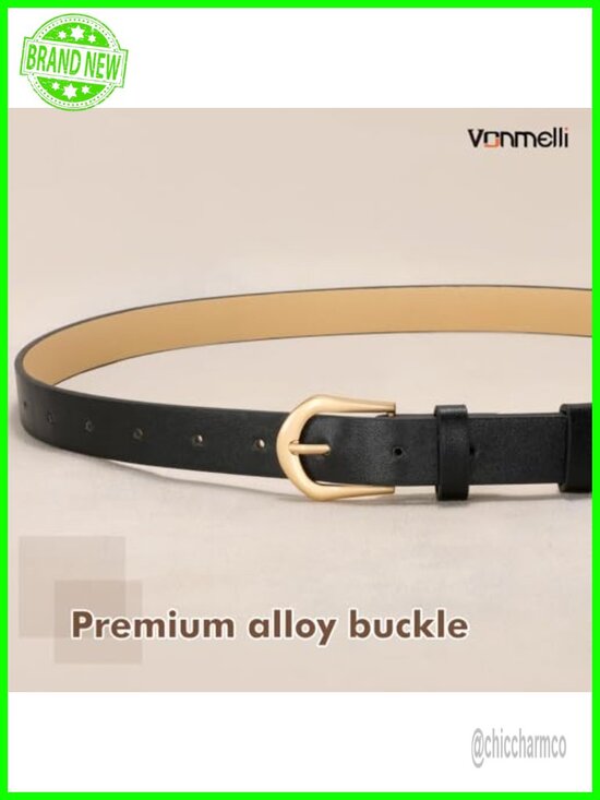 4 Pack Womens Thin Faux Leather Belt Skinny Waist Belts with Gold Buckle main image 7